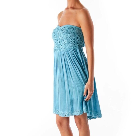 Jen's Pirate Booty Blue Strapless Crochet Dress - Picture 2 of 3